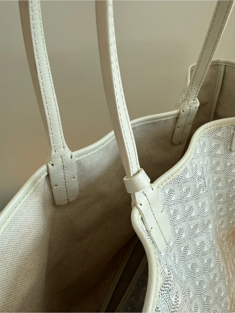 Goyard Saint Louis Tote in Ivory White with Matching Pouch